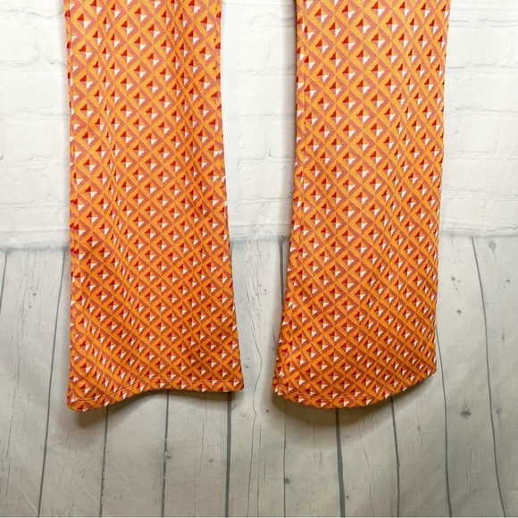 Zara orange jacquard knit geometric pull on flare pants size large - Picture 4 of 11